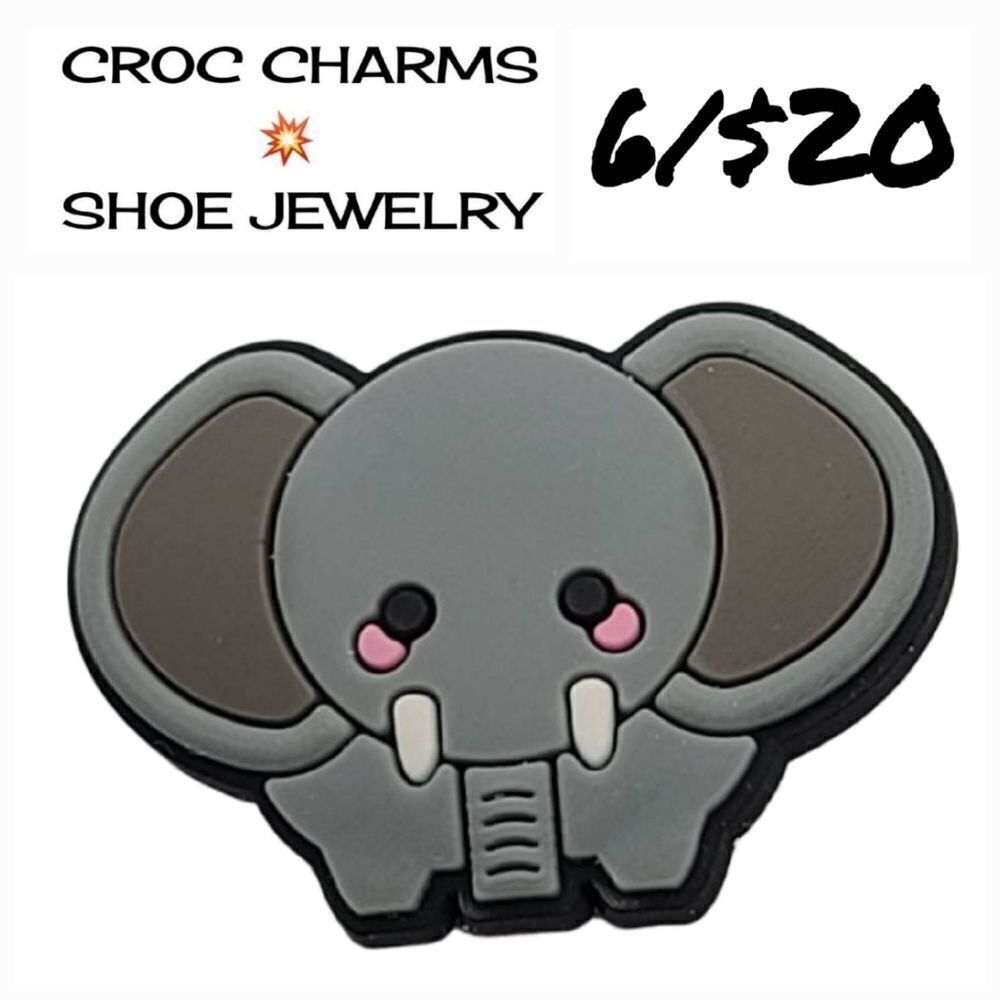 6/$20 Zoo Animals Elephant 🐘 🌟 Rubber Shoe Charms Shoe Jewelry ✨️ Safari Wild